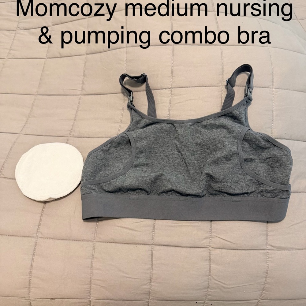 Momcozy Medium Gray Nursing & Pumping Combo Bra